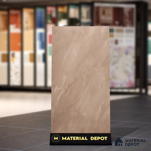 Marble Crema Marfil Wall & Floor Tile TL 07096 Camel Beige 4 ft x 2 ft Glossy Finish Vitrified Tile - 9 mm | 3 Random Designs | Suitable For Living Room, Bedroom, Dining