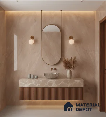Marble Floor & Wall Tile TL 07096 Froges Brown 4 ft x 2 ft Glossy Finish Vitrified Tile - 9 mm | 3 Random Design | Suitable For living Room, Bedroom, Bathroom (Sample)