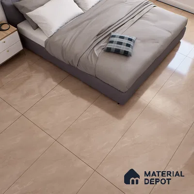 Marble Crema Marfil Wall & Floor Tile TL 07096 Camel Beige 4 ft x 2 ft Glossy Finish Vitrified Tile - 9 mm | 3 Random Designs | Suitable For Living Room, Bedroom, Dining