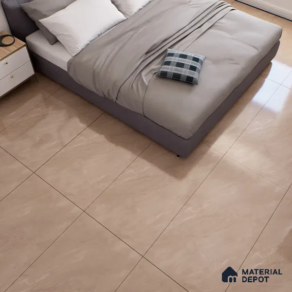 Marble Crema Marfil Wall & Floor Tile TL 07096 Camel Beige 4 ft x 2 ft Glossy Finish Vitrified Tile - 9 mm | 3 Random Designs | Suitable For Living Room, Bedroom, Dining