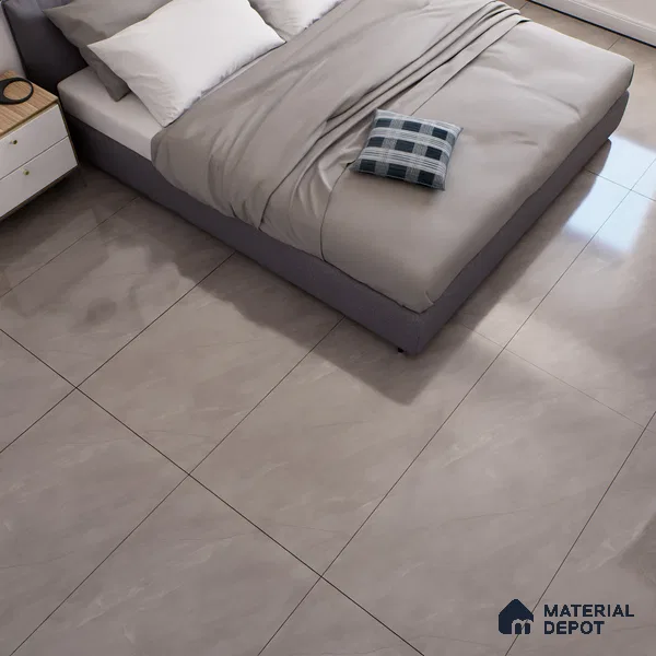 Marble Fior di Bosco Wall & Floor Tile TL 07098 Stone Grey 4 ft x 2 ft Glossy Finish Vitrified Tile - 9 mm | 3 Random Designs | Suitable For Living Room, Bedroom, Dining