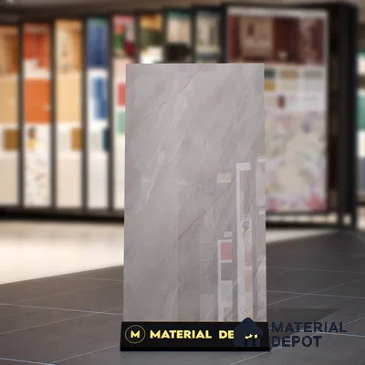 Marble Fior di Bosco Wall & Floor Tile TL 07098 Stone Grey 4 ft x 2 ft Glossy Finish Vitrified Tile - 9 mm | 3 Random Designs | Suitable For Living Room, Bedroom, Dining