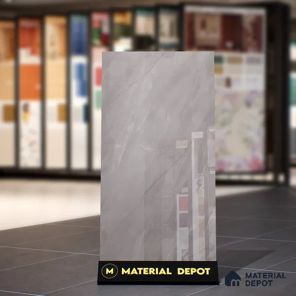 Marble Fior di Bosco Wall & Floor Tile TL 07098 Stone Grey 4 ft x 2 ft Glossy Finish Vitrified Tile - 9 mm | 3 Random Designs | Suitable For Living Room, Bedroom, Dining