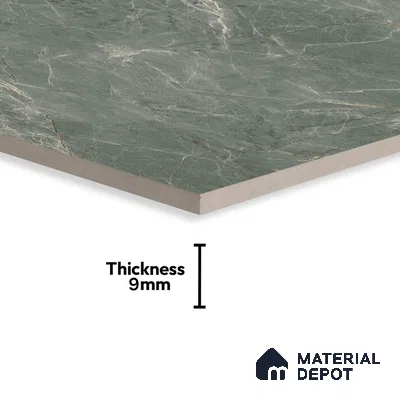Marble Verde Wall & Floor Tile TL 07099 Dusty Green 4 ft x 2 ft Matte Finish Vitrified Tile - 9 mm | 4 Random Designs | Suitable For Living Room, Bedroom, Kitchen