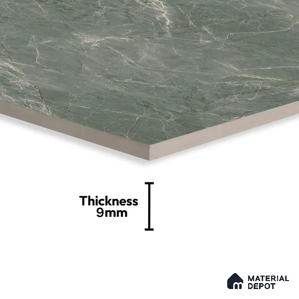 Marble Verde Wall & Floor Tile TL 07099 Dusty Green 4 ft x 2 ft Matte Finish Vitrified Tile - 9 mm | 4 Random Designs | Suitable For Living Room, Bedroom, Kitchen