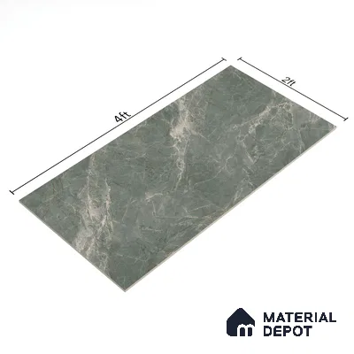 Marble Verde Wall & Floor Tile TL 07099 Dusty Green 4 ft x 2 ft Matte Finish Vitrified Tile - 9 mm | 4 Random Designs | Suitable For Living Room, Bedroom, Kitchen