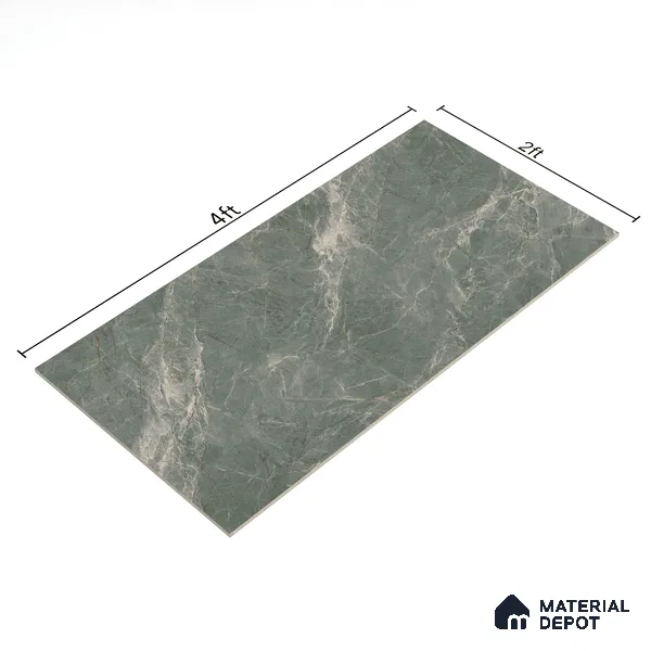 Marble Verde Wall & Floor Tile TL 07099 Dusty Green 4 ft x 2 ft Matte Finish Vitrified Tile - 9 mm | 4 Random Designs | Suitable For Living Room, Bedroom, Kitchen