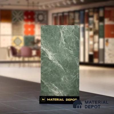 Marble Verde Wall & Floor Tile TL 07099 Dusty Green 4 ft x 2 ft Matte Finish Vitrified Tile - 9 mm | 4 Random Designs | Suitable For Living Room, Bedroom, Kitchen