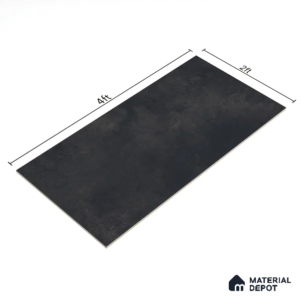 Cement Floor & Wall Tile TL 07105 Malaga Nero 4 ft x 2 ft Matte Finish Vitrified Tile - 9 mm | 4 Random Design | Suitable For living Room, Bedroom, Bathroom | Random Designs