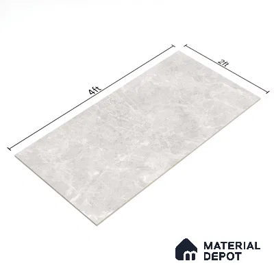 Marble Tundra Grey Wall & Floor Tile TL 07108 Light Grey 4 ft x 2 ft Matte Finish Vitrified Tile - 9 mm | 4 Random Designs | Suitable For Living Room, Bedroom, Kitchen