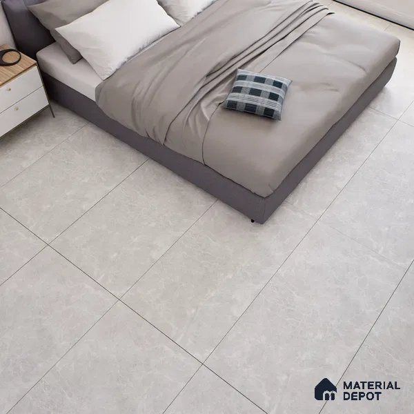 Marble Tundra Grey Wall & Floor Tile TL 07108 Light Grey 4 ft x 2 ft Matte Finish Vitrified Tile - 9 mm | 4 Random Designs | Suitable For Living Room, Bedroom, Kitchen