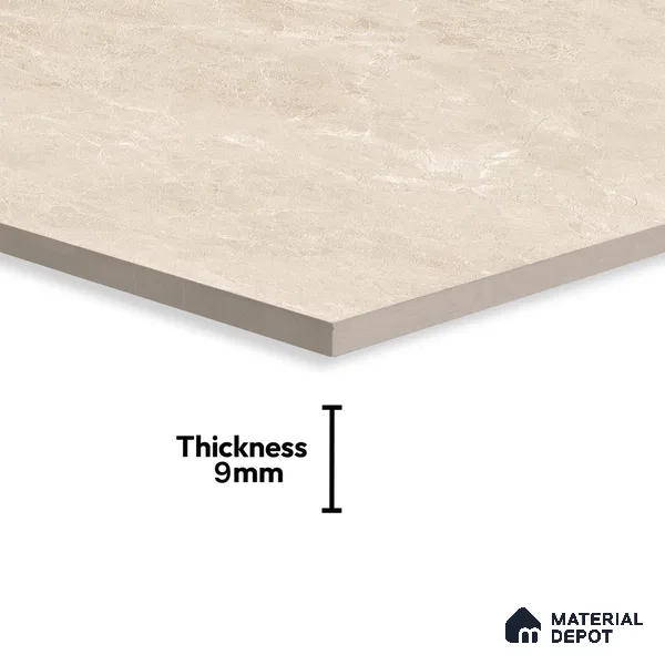 Marble Crema Marfil Wall & Floor Tile TL 07109 Sand Beige 4 ft x 2 ft Matte Finish Vitrified Tile - 9 mm | 4 Random Designs | Suitable For Living Room, Bedroom, Kitchen