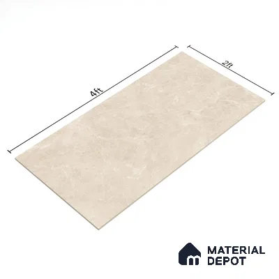Marble Crema Marfil Wall & Floor Tile TL 07109 Sand Beige 4 ft x 2 ft Matte Finish Vitrified Tile - 9 mm | 4 Random Designs | Suitable For Living Room, Bedroom, Kitchen
