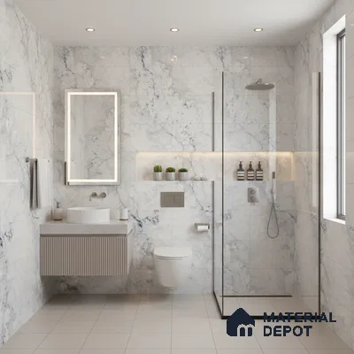 Marble Floor & Wall Tile TL 07124 Aang Blue 4 ft x 2 ft Glossy Finish Vitrified Tile - 9 mm | 3 Random Design | Suitable For living Room, Bedroom, Bathroom (Sample)