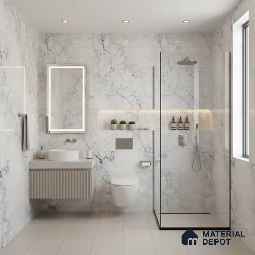 Marble Floor & Wall Tile TL 07124 Aang Blue 4 ft x 2 ft Glossy Finish Vitrified Tile - 9 mm | 3 Random Design | Suitable For living Room, Bedroom, Bathroom | Random Designs