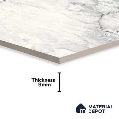 Marble Carrara Wall & Floor Tile TL 07124 Off-White 4 ft x 2 ft Glossy Finish Vitrified Tile - 9 mm | 3 Random Designs | Suitable For Living Room, Bedroom, Dining