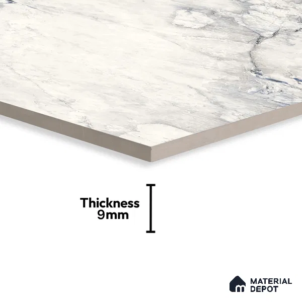 Marble Carrara Wall & Floor Tile TL 07124 Off-White 4 ft x 2 ft Glossy Finish Vitrified Tile - 9 mm | 3 Random Designs | Suitable For Living Room, Bedroom, Dining