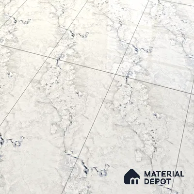Marble Carrara Wall & Floor Tile TL 07124 Off-White 4 ft x 2 ft Glossy Finish Vitrified Tile - 9 mm | 3 Random Designs | Suitable For Living Room, Bedroom, Dining