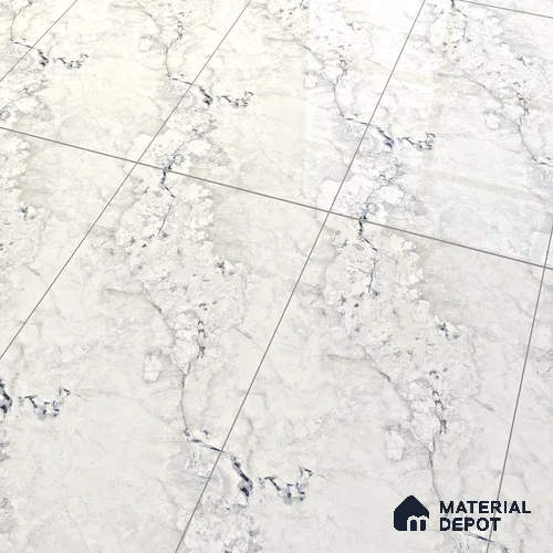 Marble Carrara Wall & Floor Tile TL 07124 Off-White 4 ft x 2 ft Glossy Finish Vitrified Tile - 9 mm | 3 Random Designs | Suitable For Living Room, Bedroom, Dining