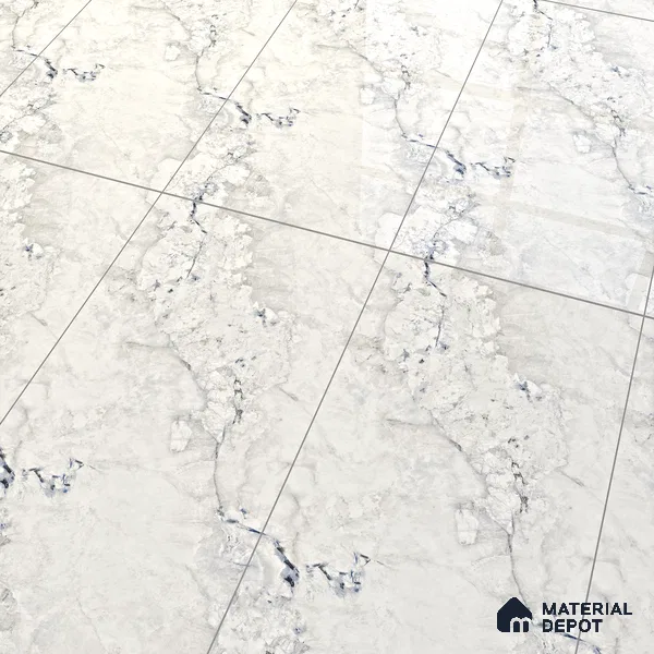 Marble Carrara Wall & Floor Tile TL 07124 Off-White 4 ft x 2 ft Glossy Finish Vitrified Tile - 9 mm | 3 Random Designs | Suitable For Living Room, Bedroom, Dining