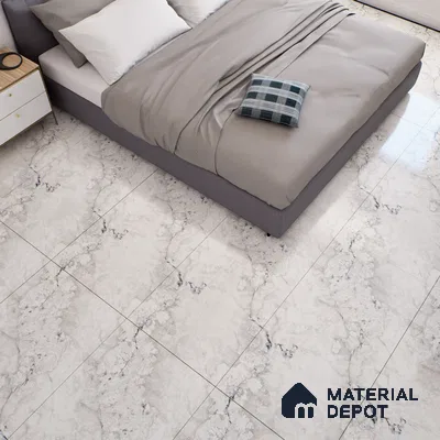 Marble Carrara Wall & Floor Tile TL 07124 Off-White 4 ft x 2 ft Glossy Finish Vitrified Tile - 9 mm | 3 Random Designs | Suitable For Living Room, Bedroom, Dining