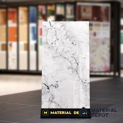 Marble Carrara Wall & Floor Tile TL 07124 Off-White 4 ft x 2 ft Glossy Finish Vitrified Tile - 9 mm | 3 Random Designs | Suitable For Living Room, Bedroom, Dining