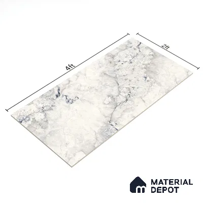 Marble Carrara Wall & Floor Tile TL 07124 Off-White 4 ft x 2 ft Glossy Finish Vitrified Tile - 9 mm | 3 Random Designs | Suitable For Living Room, Bedroom, Dining