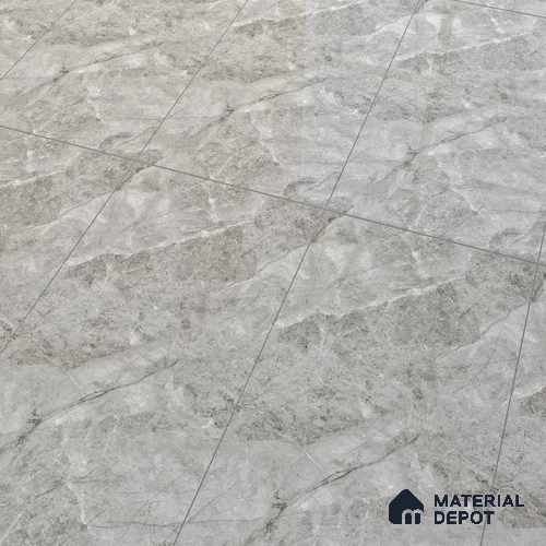 Marble Look Floor & Wall Tile TL 07127 Dinova Grey 4 ft x 2 ft Glossy Finish Vitrified Tile - 9 mm | 3 Random Design | Suitable For living Room, Bedroom, Bathroom | Random Designs