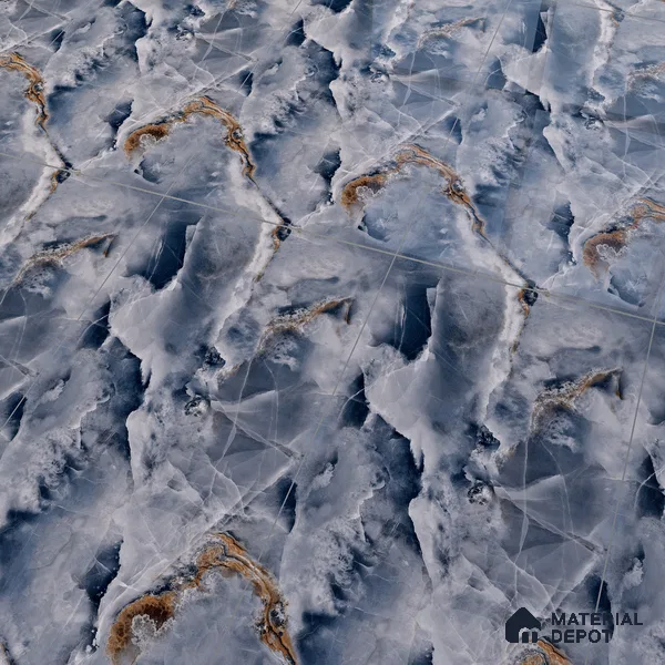 Marble Onyx Wall & Floor Tile TL 07129 Steel Blue 4 ft x 2 ft Glossy Finish Vitrified Tile - 9 mm | 3 Random Designs | Suitable For Living Room, Bedroom, Dining