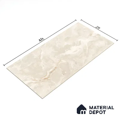 Marble Onyx Wall & Floor Tile TL 07131 Warm Beige 4 ft x 2 ft Glossy Finish Vitrified Tile - 9 mm | 3 Random Designs | Suitable For Living Room, Bedroom, Dining