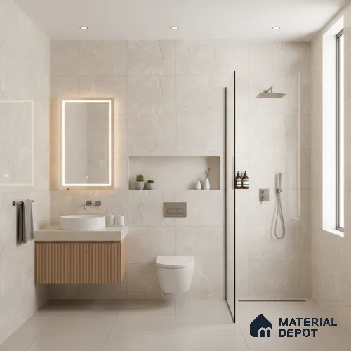 Marble Floor & Wall Tile TL 07131 Ozone Ivory 4 ft x 2 ft Glossy Finish Vitrified Tile - 9 mm | 3 Random Design | Suitable For living Room, Bedroom, Bathroom | Random Designs