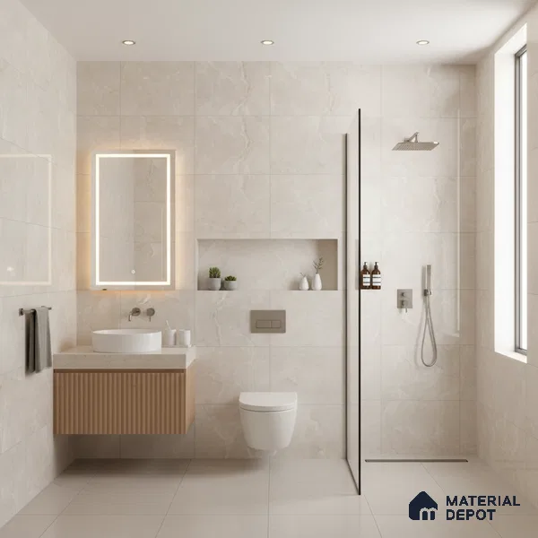 Marble Floor & Wall Tile TL 07131 Ozone Ivory 4 ft x 2 ft Glossy Finish Vitrified Tile - 9 mm | 3 Random Design | Suitable For living Room, Bedroom, Bathroom (Sample)