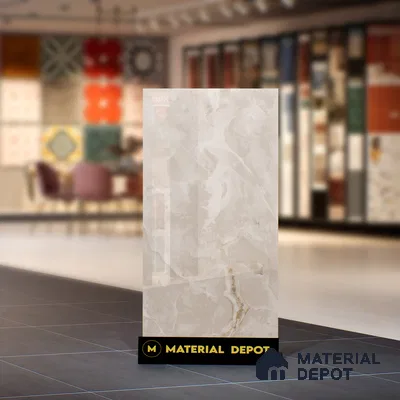 Marble Onyx Wall & Floor Tile TL 07131 Warm Beige 4 ft x 2 ft Glossy Finish Vitrified Tile - 9 mm | 3 Random Designs | Suitable For Living Room, Bedroom, Dining