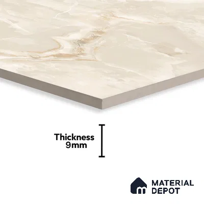 Marble Onyx Wall & Floor Tile TL 07131 Warm Beige 4 ft x 2 ft Glossy Finish Vitrified Tile - 9 mm | 3 Random Designs | Suitable For Living Room, Bedroom, Dining