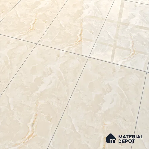 Marble Look Floor & Wall Tile TL 07131 Ozone Ivory 4 ft x 2 ft Glossy Finish Vitrified Tile - 9 mm | 3 Random Design | Suitable For living Room, Bedroom, Bathroom | Random Designs