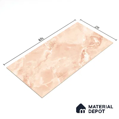 Marble Onyx Wall & Floor Tile TL 07132 Peach Pink 4 ft x 2 ft Glossy Finish Vitrified Tile - 9 mm | 3 Random Designs | Suitable For Living Room, Bedroom, Dining