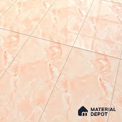 Marble Onyx Wall & Floor Tile TL 07132 Peach Pink 4 ft x 2 ft Glossy Finish Vitrified Tile - 9 mm | 3 Random Designs | Suitable For Living Room, Bedroom, Dining