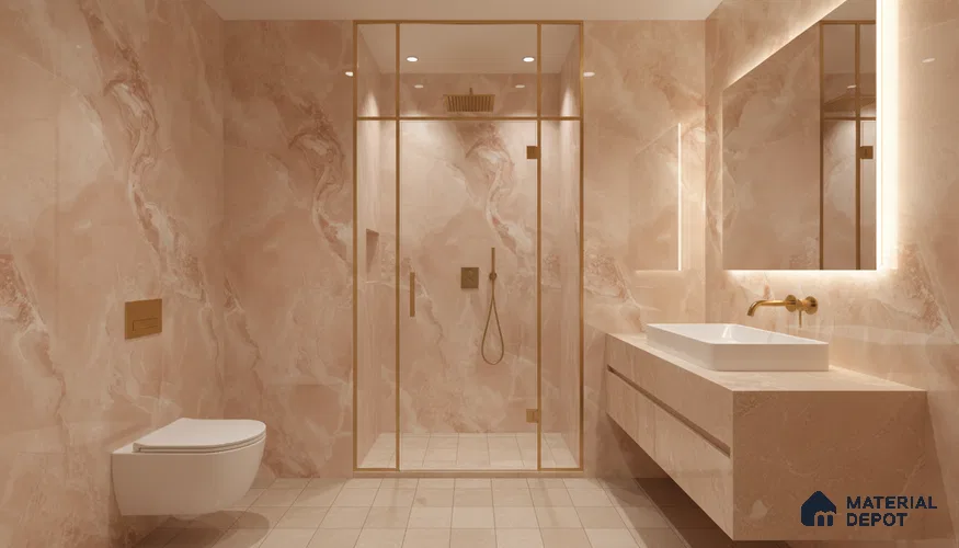 Marble Floor & Wall Tile TL 07132 Ozone Roses 4 ft x 2 ft Glossy Finish Vitrified Tile - 9 mm | 3 Random Design | Suitable For living Room, Bedroom, Bathroom | Random Designs