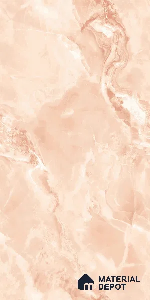 Marble Onyx Wall & Floor Tile TL 07132 Peach Pink 4 ft x 2 ft Glossy Finish Vitrified Tile - 9 mm | 3 Random Designs | Suitable For Living Room, Bedroom, Dining