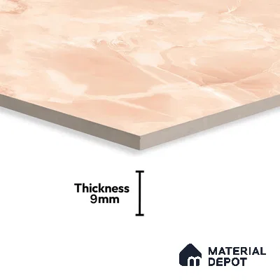 Marble Onyx Wall & Floor Tile TL 07132 Peach Pink 4 ft x 2 ft Glossy Finish Vitrified Tile - 9 mm | 3 Random Designs | Suitable For Living Room, Bedroom, Dining