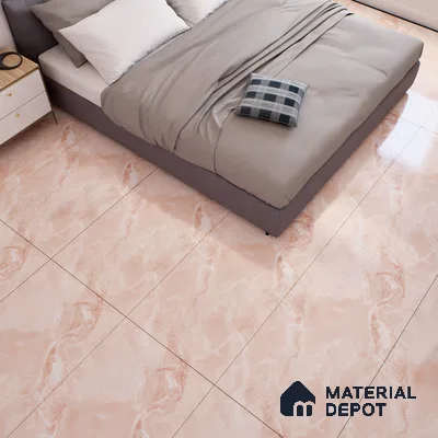 Marble Onyx Wall & Floor Tile TL 07132 Peach Pink 4 ft x 2 ft Glossy Finish Vitrified Tile - 9 mm | 3 Random Designs | Suitable For Living Room, Bedroom, Dining