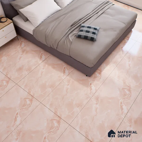 Marble Onyx Wall & Floor Tile TL 07132 Peach Pink 4 ft x 2 ft Glossy Finish Vitrified Tile - 9 mm | 3 Random Designs | Suitable For Living Room, Bedroom, Dining