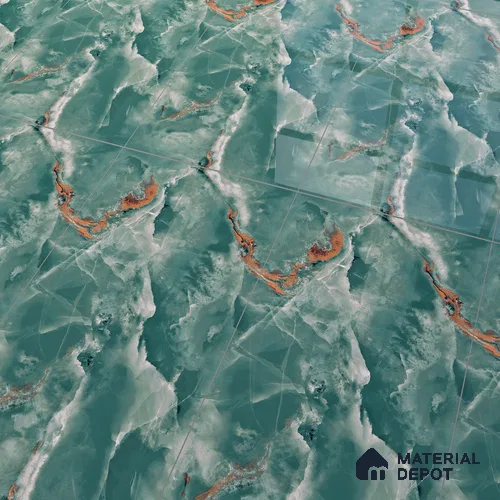 Marble Onyx Wall & Floor Tile TL 07133 Deep Teal 4 ft x 2 ft Glossy Finish Vitrified Tile - 9 mm | 3 Random Designs | Suitable For Living Room, Bedroom, Dining