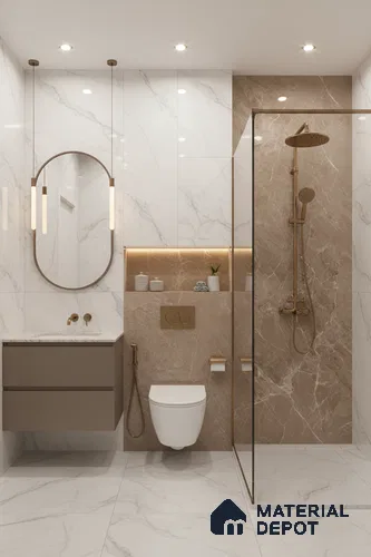 Marble Floor & Wall Tile TL 07134 Evora Natural 4 ft x 2 ft Glossy Finish Vitrified Tile - 9 mm | 3 Random Design | Suitable For living Room, Bedroom, Bathroom | Random Designs