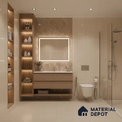 Marble Floor & Wall Tile TL 07134 Evora Natural 4 ft x 2 ft Glossy Finish Vitrified Tile - 9 mm | 3 Random Design | Suitable For living Room, Bedroom, Bathroom (Sample)