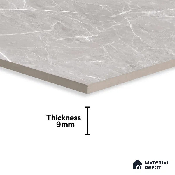 Marble Tundra Grey Wall & Floor Tile TL 07135 Light Grey 4 ft x 2 ft Glossy Finish Vitrified Tile - 9 mm | 3 Random Designs | Suitable For Living Room, Bedroom, Dining