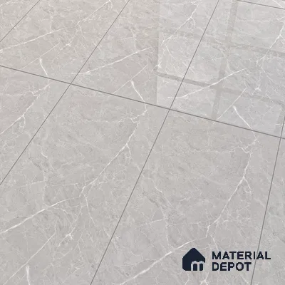 Marble Tundra Grey Wall & Floor Tile TL 07135 Light Grey 4 ft x 2 ft Glossy Finish Vitrified Tile - 9 mm | 3 Random Designs | Suitable For Living Room, Bedroom, Dining