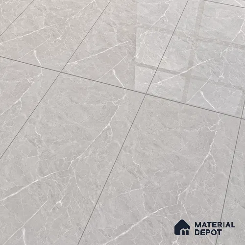 Marble Look Floor & Wall Tile TL 07135 Evora Silver 4 ft x 2 ft Glossy Finish Vitrified Tile - 9 mm | 3 Random Design | Suitable For living Room, Bedroom, Bathroom | Random Designs