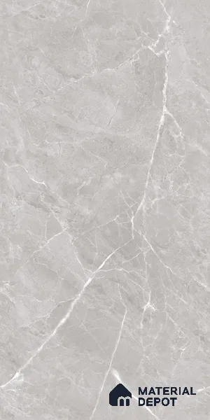 Marble Tundra Grey Wall & Floor Tile TL 07135 Light Grey 4 ft x 2 ft Glossy Finish Vitrified Tile - 9 mm | 3 Random Designs | Suitable For Living Room, Bedroom, Dining