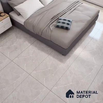 Marble Tundra Grey Wall & Floor Tile TL 07135 Light Grey 4 ft x 2 ft Glossy Finish Vitrified Tile - 9 mm | 3 Random Designs | Suitable For Living Room, Bedroom, Dining